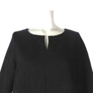 ANAYI ワンピース ひざ丈 ジャガード 長袖 ブラック 黒 36