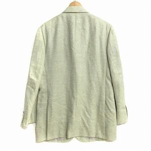 LANVIN テーラード ジャケット ウール シルク混 リネン混 3B 背抜き ライトグリーン系 イエロー系 R48-45 SM0