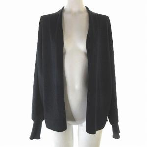 カーディガン ニット トッパー 長袖 ボタンレス 紺 ネイビー 9 SM0