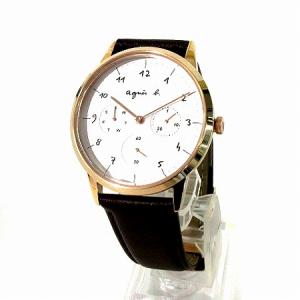 agnes b. VD75-KFH0 腕時計 クオーツ アナログ 2針 デイト 白文字盤 ピンクゴールド SM0