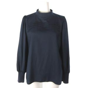22AW マイクロピーチスパンクロスブラウス 長袖 ティアード スリット ネイビー 紺 38 55M13-827-29