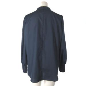 BLUE LABEL CRESTBRIDGE 22AW マイクロピーチスパンクロスブラウス 長袖 ティアード スリット ネイビー 紺 38 55M13-827-29