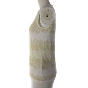 Max Mara タグ付き 白タグ ノースリーブ ニットソー 花柄 ラメ ベージュ S