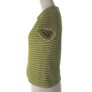 SYBILLA サマーニットソー カギ針 半袖 カーキ マスタード M