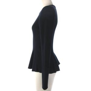 ESTNATION 近年モデル ニットソー テレコ ペプラム 長袖 ネイビー 紺 38