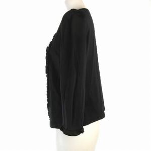 M'S GRACY カーディガン 七分袖 フリル コットン 無地 黒 ブラック 38