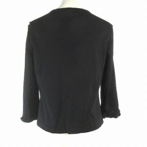 M'S GRACY カーディガン 七分袖 フリル コットン 無地 黒 ブラック 38