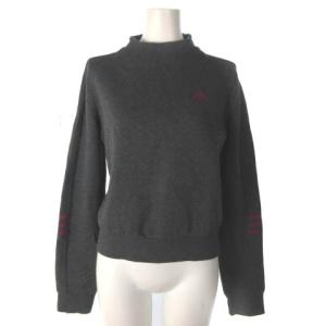 スウェット トレーナー 裏起毛 長袖 ワンポイント ボトルネック チャコールグレー L