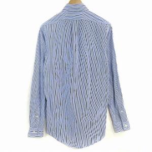 RALPH LAUREN シャツ ワイシャツ 長袖 ボタンダウン BD ストライプ カスタムフィット ロゴ刺繍 紺 ネイビー S SM0