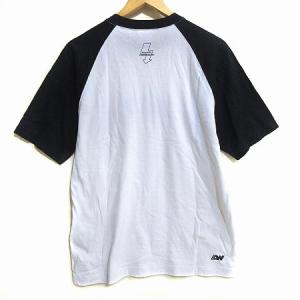 LOOPWHEELER Tシャツ 半袖 ラグラン HIDELUXE ハイデラ ロゴ プリント バイカラー 白 ホワイト 紺 ネイビー M SM0