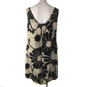 Grace Class ワンピース ひざ丈 ノースリーブ 総柄 花柄 ビジュー コットン シルク アイボリー ブラック 36