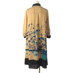 Grace Class 0221431128 21AW タグ付き ボタニカルパターン シャツワンピース 7分袖 とろみ 花柄 36 ベージュ