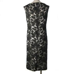 Grace Class タグ付き 近年モデル ラメフラワー刺繍 ワンピース ひざ丈 ノースリーブ 花柄 エンブロイダリー ブラック 黒 36 27435108