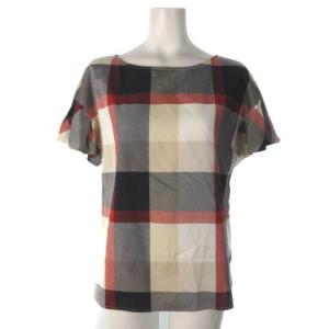 22SS シャツ ブラウス クレストブリッジチェック フレンチスリーブ レッド ネイビー 38