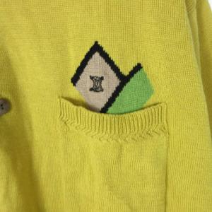 CELINE ニット ポロシャツ 半袖 ワンポイント 刺繍 マスタード 48 NGA35