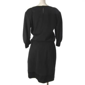 YVES SAINT LAURENT ヴィンテージ ニット スカートセットアップ 7分袖 ニットソー 膝丈 スカート ウエストマーク 黒 ブラック 9A3 MNGA35