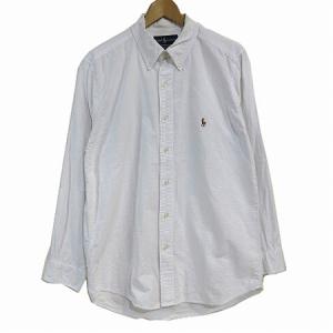 YARMOUTH 90s シャツ ワイシャツ 長袖 オックスフォード ボタンダウン BD ロゴ刺繍 白 ホワイト 17 34