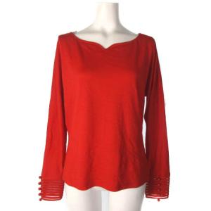 カットソー 長袖 袖装飾 赤 レッド M NGA35 AA