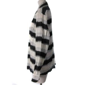 ISSEY MIYAKE シャツ ブラウス プリーツ シフォン グラデーション ボーダー 長袖 2 グレー NGA35