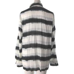 ISSEY MIYAKE シャツ ブラウス プリーツ シフォン グラデーション ボーダー 長袖 2 グレー NGA35