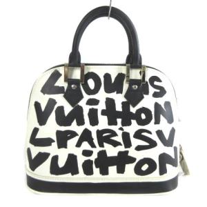 LOUIS VUITTON M92179 グラフィティ・アルマMM ロゴ ハンドバッグ ホワイト ブラック