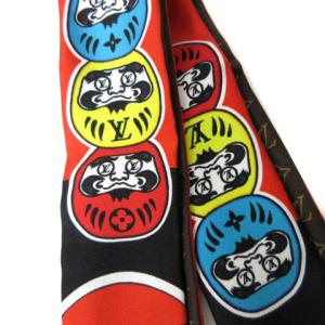 LOUIS VUITTON バンドー BB・カブキ スティッカー スカーフ シルク 山本寛斎 歌舞伎 達磨 モノグラム 赤 茶
