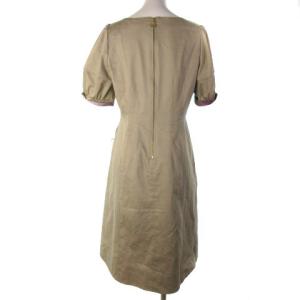 BLUE LABEL CRESTBRIDGE 23SS ライトスラブシャンブレーボリュームスリーブドレス ワンピース パフスリーブ ひざ丈 チェック使 ベージュ 38 55J-19-172-42