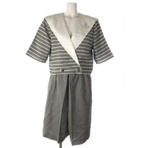 PRET-A-PORTER セットアップ マリン ボーダー ショールカラージャケット ハーフパンツ グレー 9