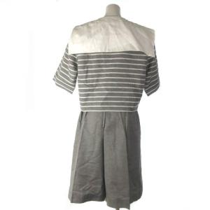 Christian Dior PRET-A-PORTER セットアップ マリン ボーダー ショールカラージャケット ハーフパンツ グレー 9