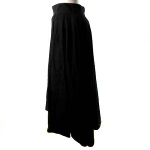 MADISONBLUE ロングスカート フレア タック コットン 黒 ブラック 01