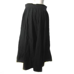 MADISONBLUE ロングスカート フレア タック コットン 黒 ブラック 01