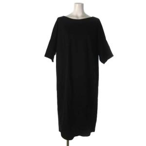 23SS コクーンシルエットジャジーワンピース ひざ丈 5分袖 ブラック M GBPGS-70400