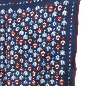 HERMES プチ カレ スカーフ シルク 総柄 ネイビー 紺