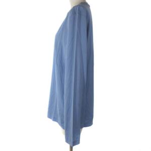HERMES Ｔシャツ カットソー 長袖 ロンT 無地 イタリア製 ブルー 青 M