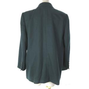 Leilian テーラードジャケット ダブル ウール100％ モスグリーン 緑 13プラス