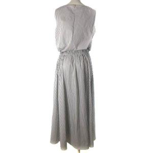 GRACE CONTINENTAL 23SS ストライプ刺繍 ロングワンピース ノースリーブ 0123231144 ホワイト 36