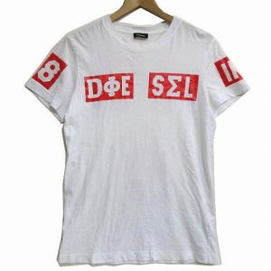 DIESEL Tシャツ カットソー 半袖 プリント ナンバリング 白 ホワイト XS