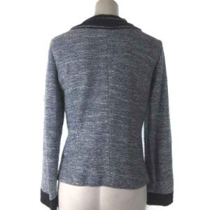 M'S GRACY ノーカラージャケット ツイード シルク装飾 コサージュ付き ブルー 38