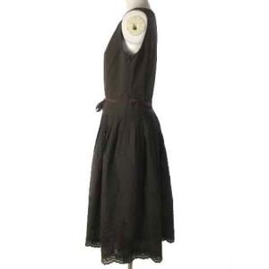 M'S GRACY ワンピース ひざ丈 フレア ノースリーブ レース ブラウン 茶 38