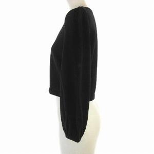 M'S GRACY カーディガン ニット バルーン袖 長袖 ウール フェイクパールボタン ショート丈 黒 ブラック 38