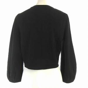 M'S GRACY カーディガン ニット バルーン袖 長袖 ウール フェイクパールボタン ショート丈 黒 ブラック 38