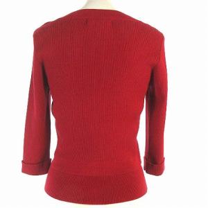 M'S GRACY アンサンブルニット カーディガン ボレロ 七分袖 カットソー ノースリーブ バックボタン リブ コットン 赤 レッド 38