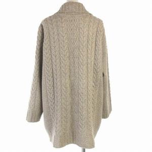 Leilian カーディガン ニット カシミヤ混 ケーブル 襟 ウール ベージュ 13 XL位