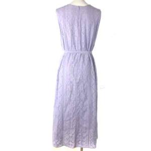 BLUE LABEL CRESTBRIDGE 23SS サマーエンブロイダリーレースマキシワンピース ウエストマーク ノースリーブ パープル 紫 36 55J-44-139-30