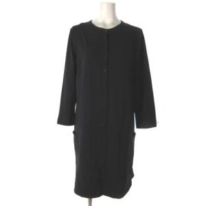 近年モデル カーディガン ロング丈 とろみ ナイロン 黒 ブラック 2