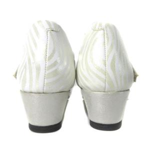 REGAL Regal Walker パンプス ストラップ ウエッジソール ゼブラ柄 ラメ シルバー アイボリー 23cm