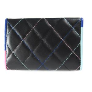 CHANEL 19年製 マトラッセ ココマーク カードケース ブラック