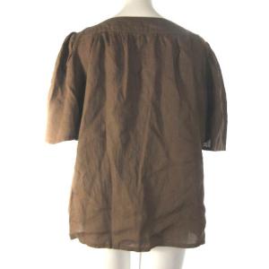 GIVENCHY シャツ ブラウス スクエアネック 半袖 麻 リネン ブラウン 茶 12