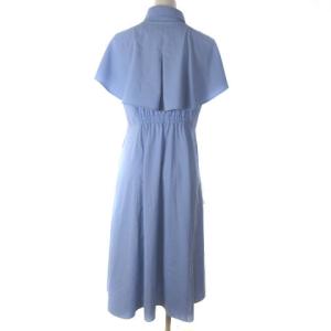 BLUE LABEL CRESTBRIDGE 23AW 55J01-200-22 コットンライクポプリンケープカラーワンピース 36 ブルー