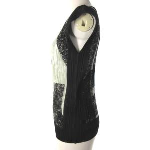 PLEATS PLEASE ISSEY MIYAKE ノースリーブ プリーツ カットソー 総柄 グレー ブラック 3